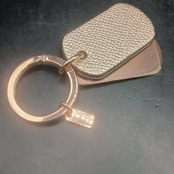 RARE! Coach Hangtag Military Dog Tag Style Key Chain Fob Bag Charm Rose Gold - Picture 5 of 6